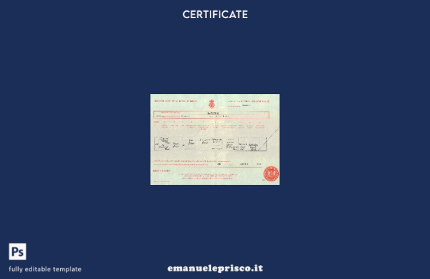 Modello di certificato di nascita del Regno Unito in stile verificato in formato